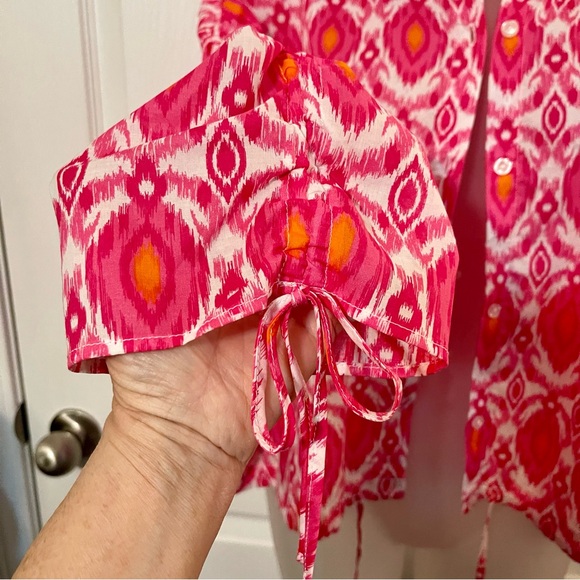 NWT Marc New York Pink Ikat Print 100% Cotton Button-Front Top MISSES SIZE XL - Picture 5 of 10